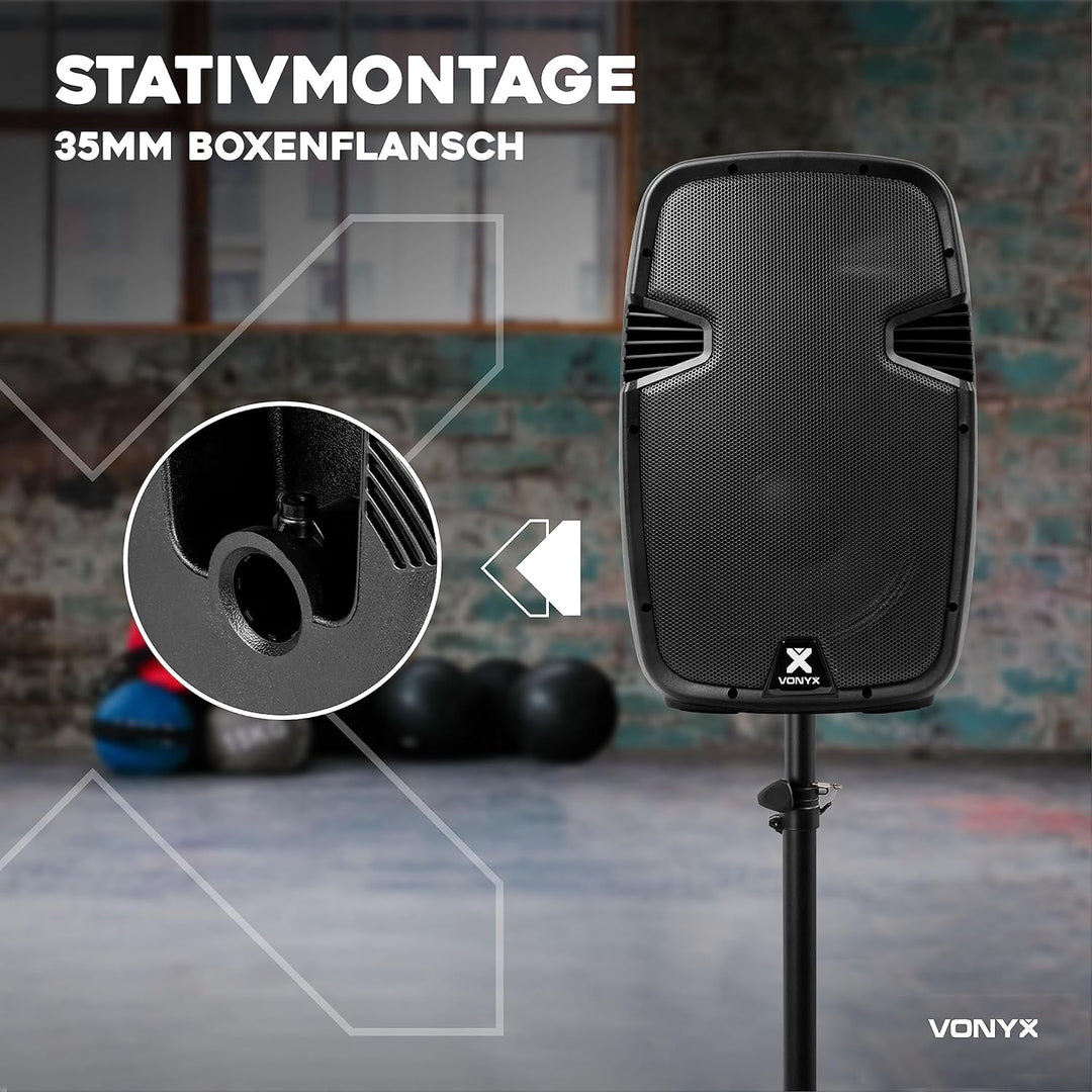 VONYX SPJ-1200ABT PA Anlage, Akitvlautsprecher, 600 Watt Musikbox Bluetooth 12 Zoll High End Speaker