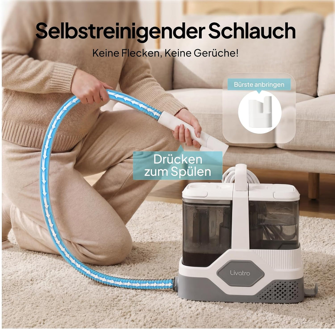 Polsterreiniger Gerät Nasssauger Waschsauger Teppichreiniger, 600W, 16KPa, 2,3L Wassertank, Selbstre