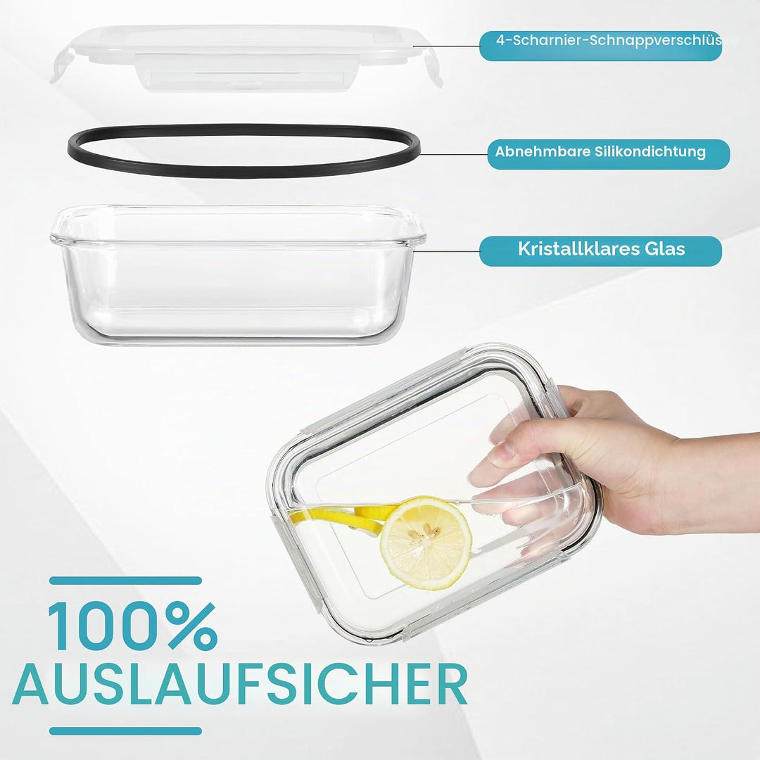 Vtopmart 8er-Pack Meal Prep Boxen Glas, Glasbehälter mit Deckel, (997ML &amp; 355 ML) Mealprepboxen, BPA