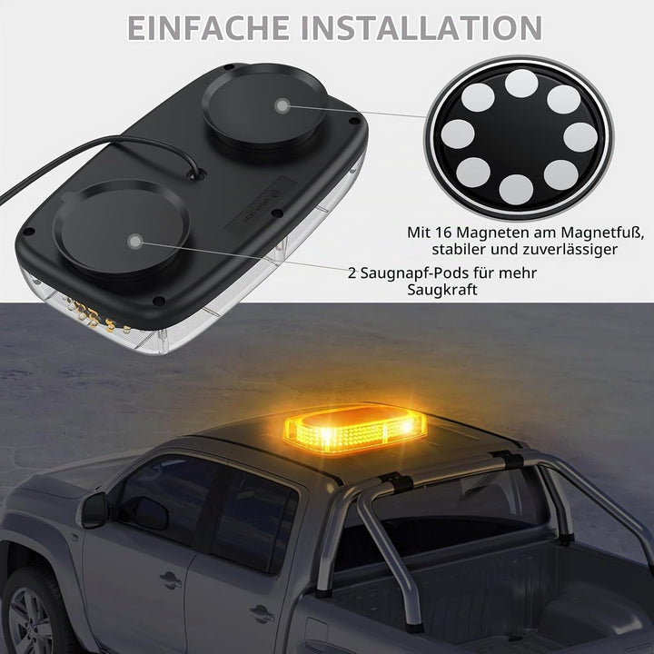 Justech 240LEDs 35W Warnleuchte Warnlicht Warnblinkleuchte 15 Modi Notfall-Blinkleucht 12V/24V Blitz