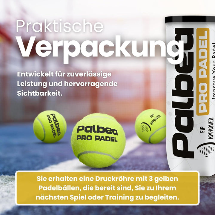 Palbea PRO Padel - FIP Zugelassene Padelbälle - 1 Karton x 6/12 Röhren - Padel Bälle mit HV Filz für