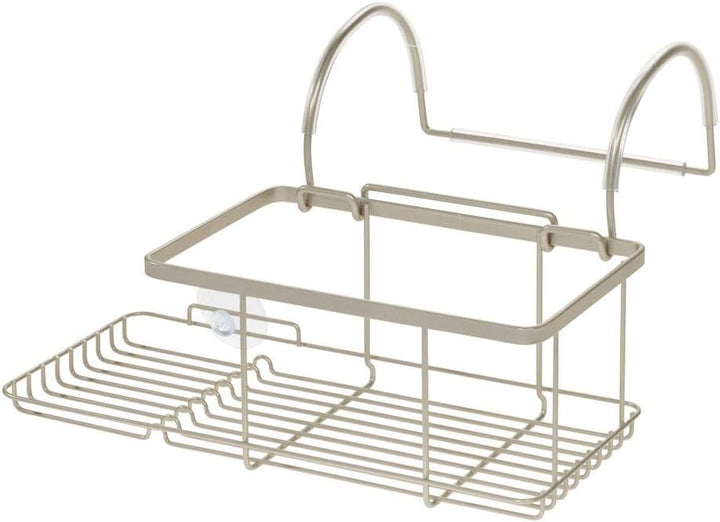 iDesign Badewannenablage, kleine Badablage zum Einhängen über der Wanne aus Metall, Badewannenregal