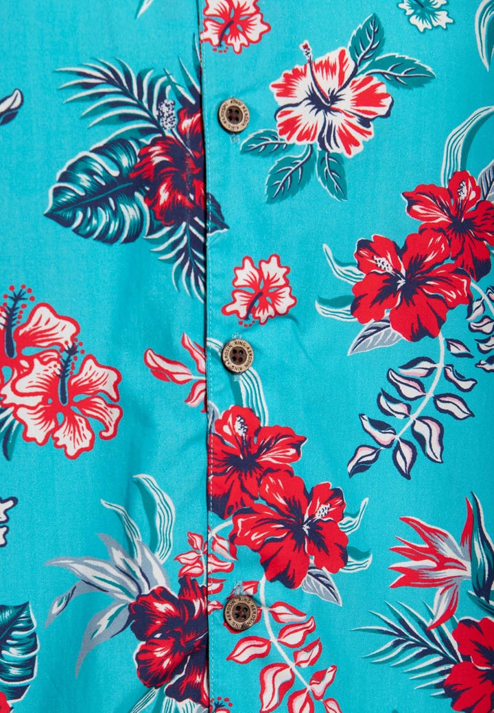 King Kerosin Herren Hemd Alloverprint Printhemd Hawaiian Shirt Kurzarm Hawaiihemd Kurzarm-Hemd Tropi