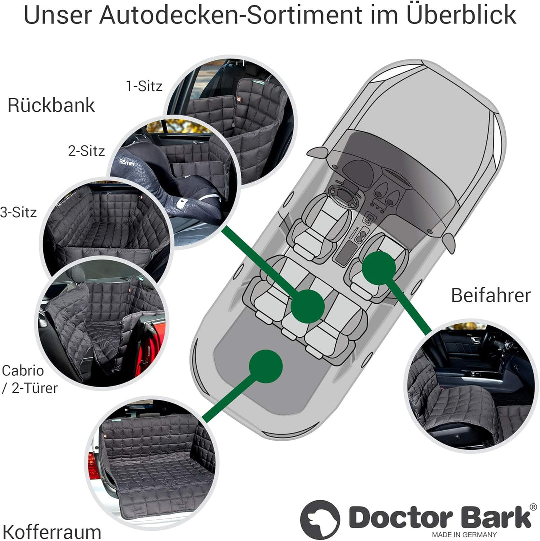 Doctor Bark Cabrio gepolsterte Autoschondecke mit AllSide Schutz für die Rückbank, Reissverschlüsse