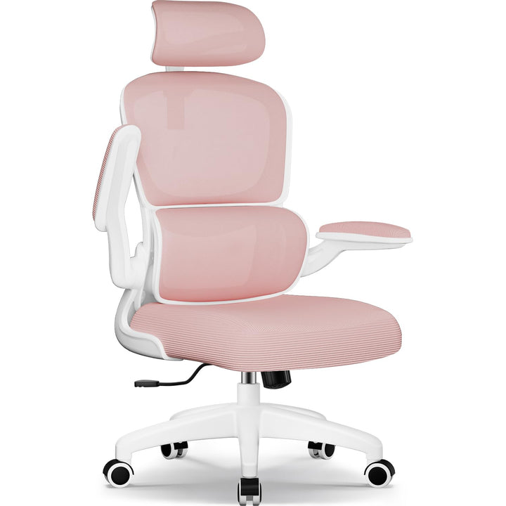 Bürostuhl, Ergonomischer Bürostuhl mit Verstellbarer Kopfstütze, Klappbaren Armlehnen und Lendenwirb