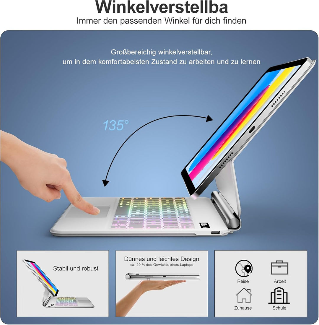 Magnetische Tastatur Hülle für 11 Generation 2025 A16 11 Zoll, iPad 10 Generation 10,9 Zoll, Tastatu