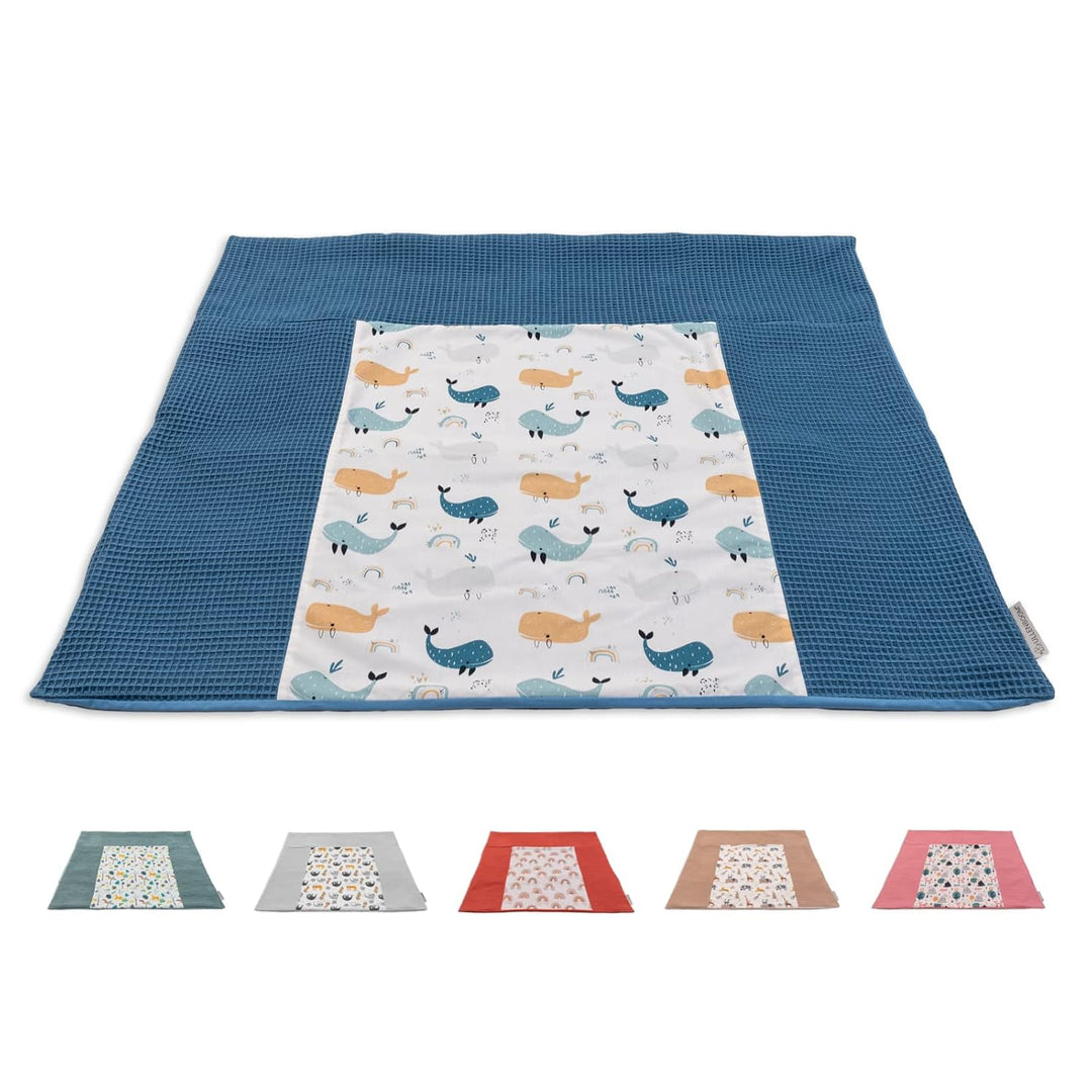 ULLENBOOM Wickelauflagenbezug 75x85 cm Blau-Wale (Made in EU) - abnehmbarer Bezug für Wickelauflage
