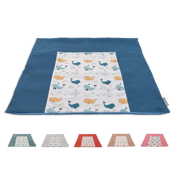 ULLENBOOM Wickelauflagenbezug 75x85 cm Blau-Wale (Made in EU) - abnehmbarer Bezug für Wickelauflage