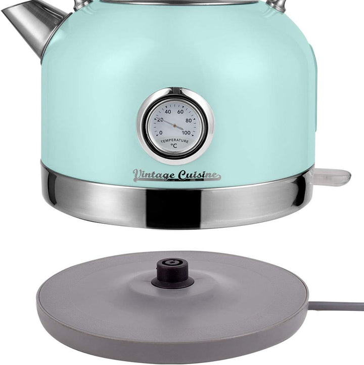 Retro Electric Kettle with Temperature Gauge by Vintage Cuisine (Mint)