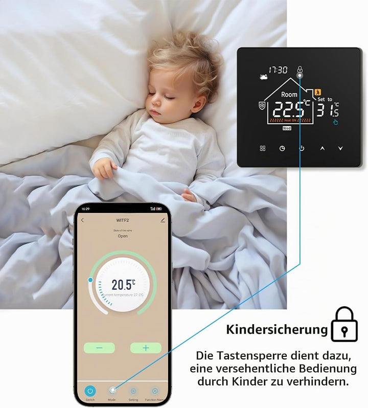 Irishom Smart Thermostat Electric Heating System Programmable Floor Temperature Controller for Home