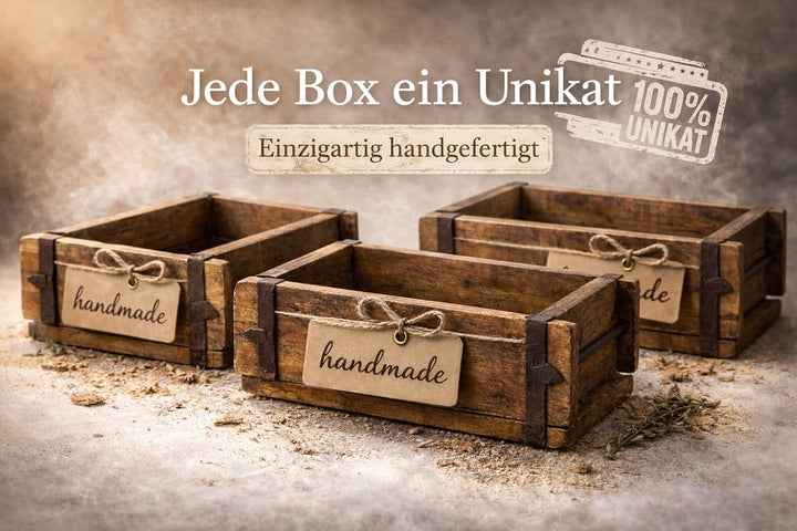 MC-Trend 2 Stück Ziegelsteinform aus Holz – rustikale Holzkiste zum Bepflanzen – Altholz Blumenkaste