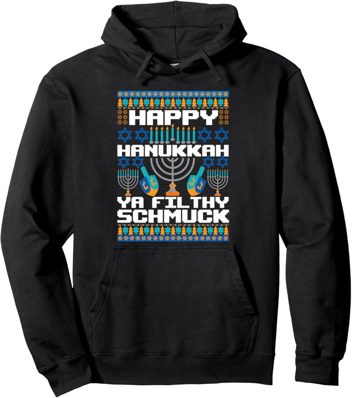 Funny Hanukkah Gifts Ugly Christmas Happy Chanukkah Pullover Hoodie