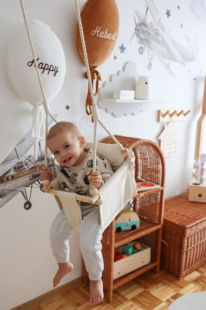 MAMOI® Babyschaukel, Baby schaukel Indoor, Kinderschaukel aus Holz, Holzschaukel für Kinder, Schauke