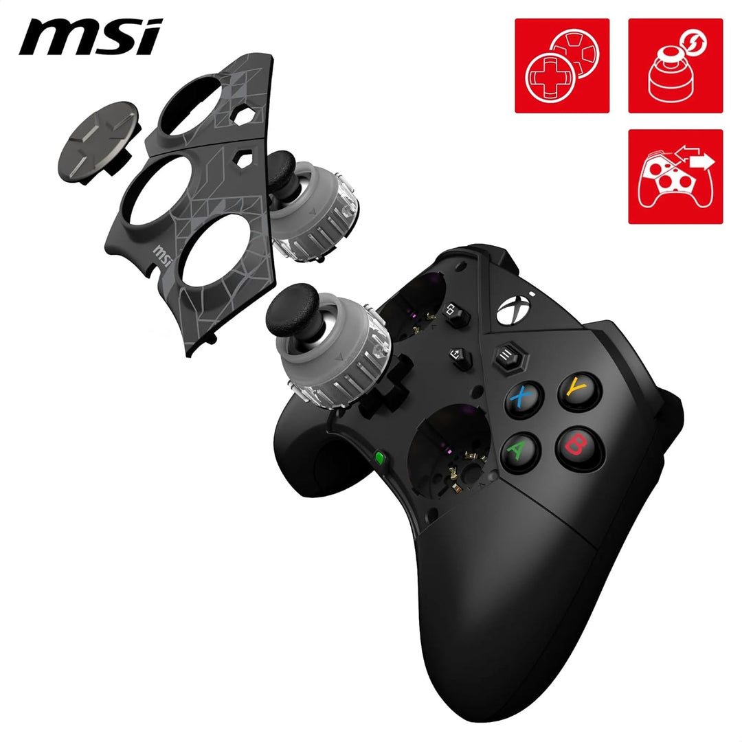 MSI FORCE PRO WIRELESS PC Gamepad Controller - 2,4 GHz, Bluetooth, USB Typ-C zu A - kabelgebunden/dr