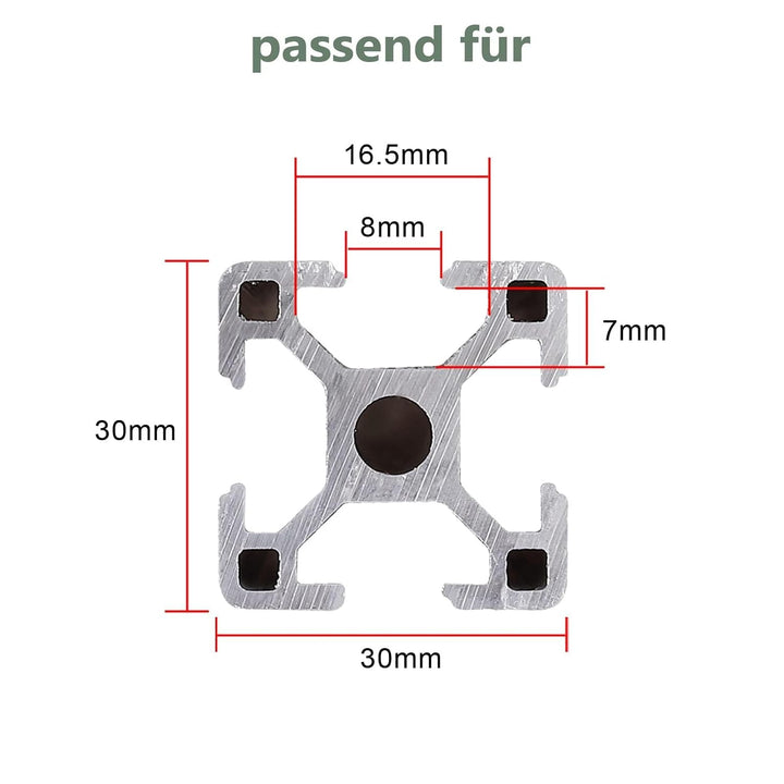 10X EYPINS ALU Streckenverbinder 180mm Nut 8 für 30x30, 30x60 & Superleicht Aluprofile Profile Verzi