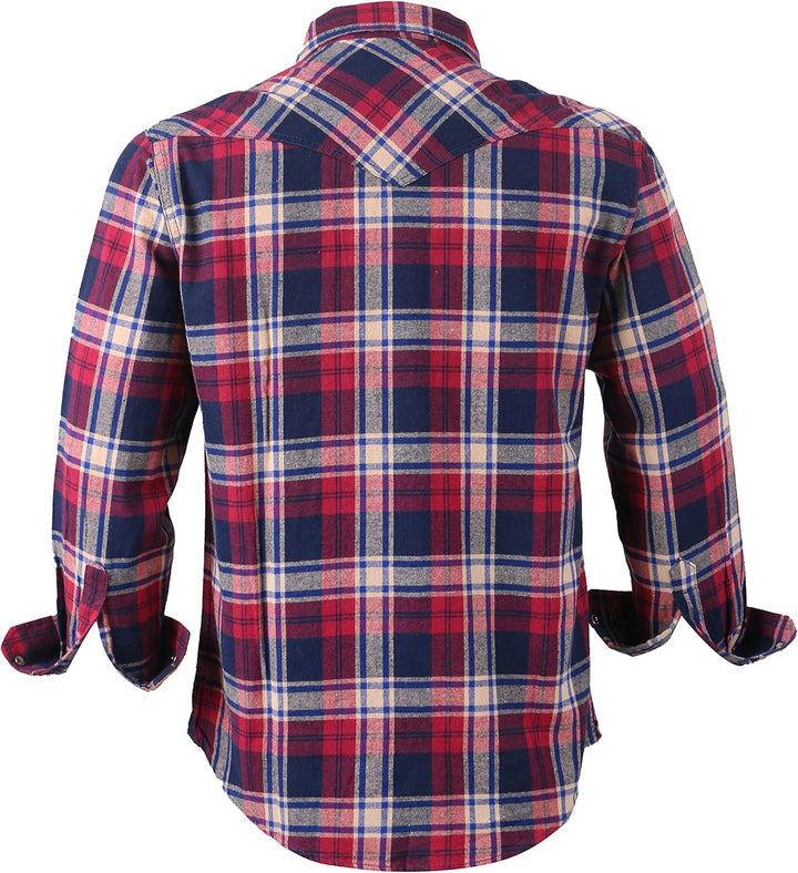 Coevals Club Herren Flanellhemd Langarm Kariertes Druckknöpfe Baumwolle mit Tasche Normale Passform