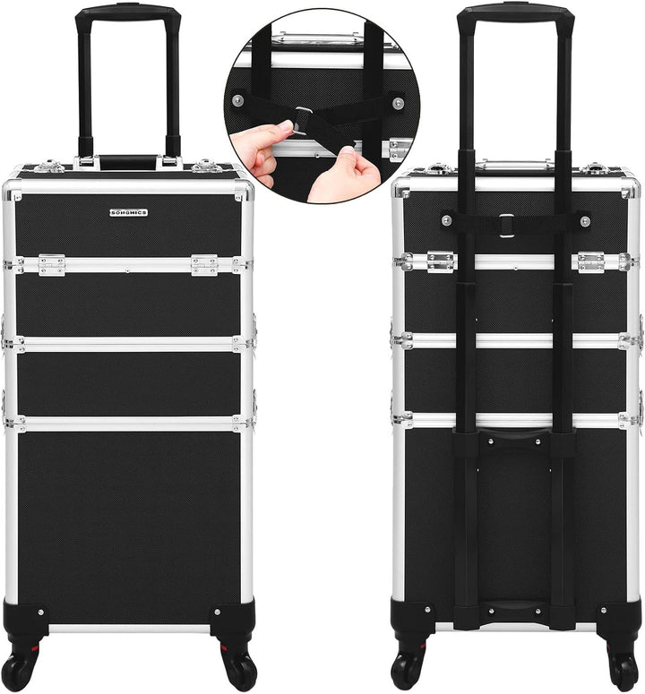 SONGMICS Kosmetikkoffer, Trolley, 3-in-1 Schminkkoffer, gross, Friseurkoffer, 35 x 25 x 69,8 cm, abs
