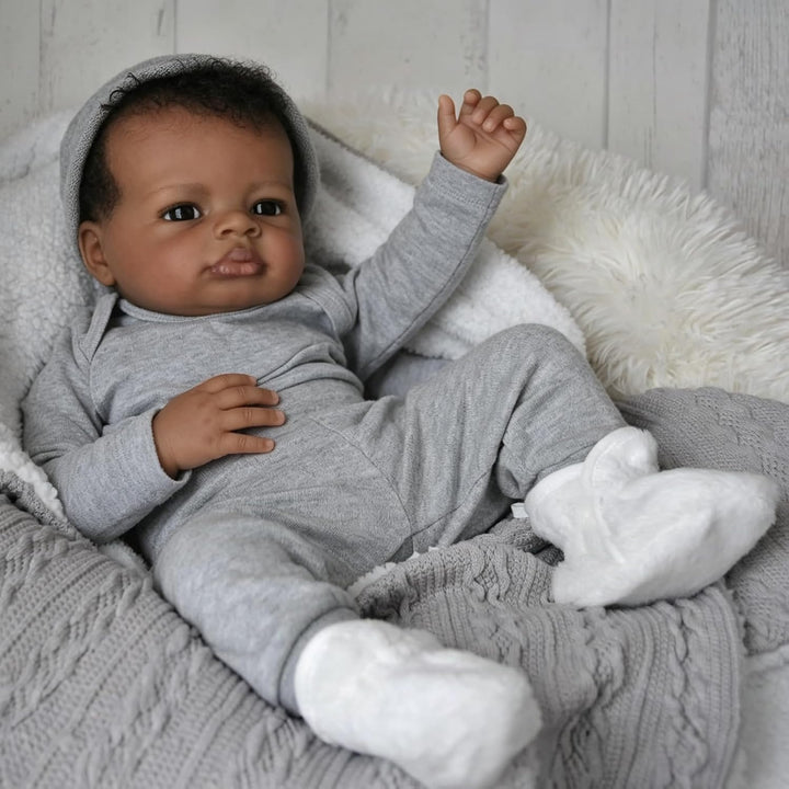 Zero pam 50 cm Reborn Baby Puppe Schwarze,Reborn Baby Junge Vollsilikon Lebensecht Anatomisch Korrek