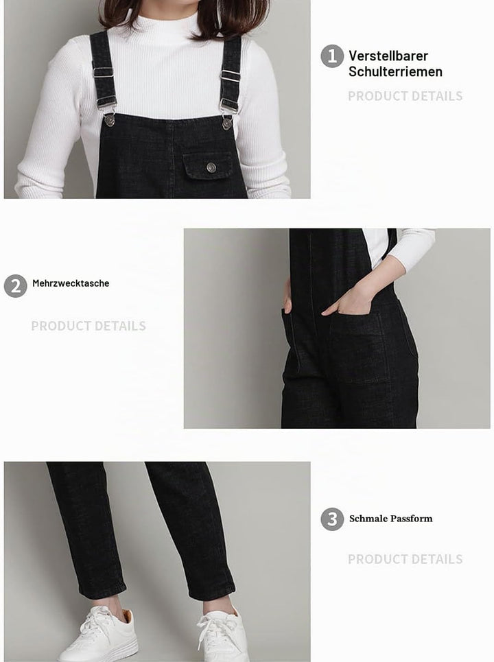 Vanchenl Damen Casual Loose Denim Latzhose Bib Verstellbare Jean Overalls Romper Jumpsuit Harem Hose