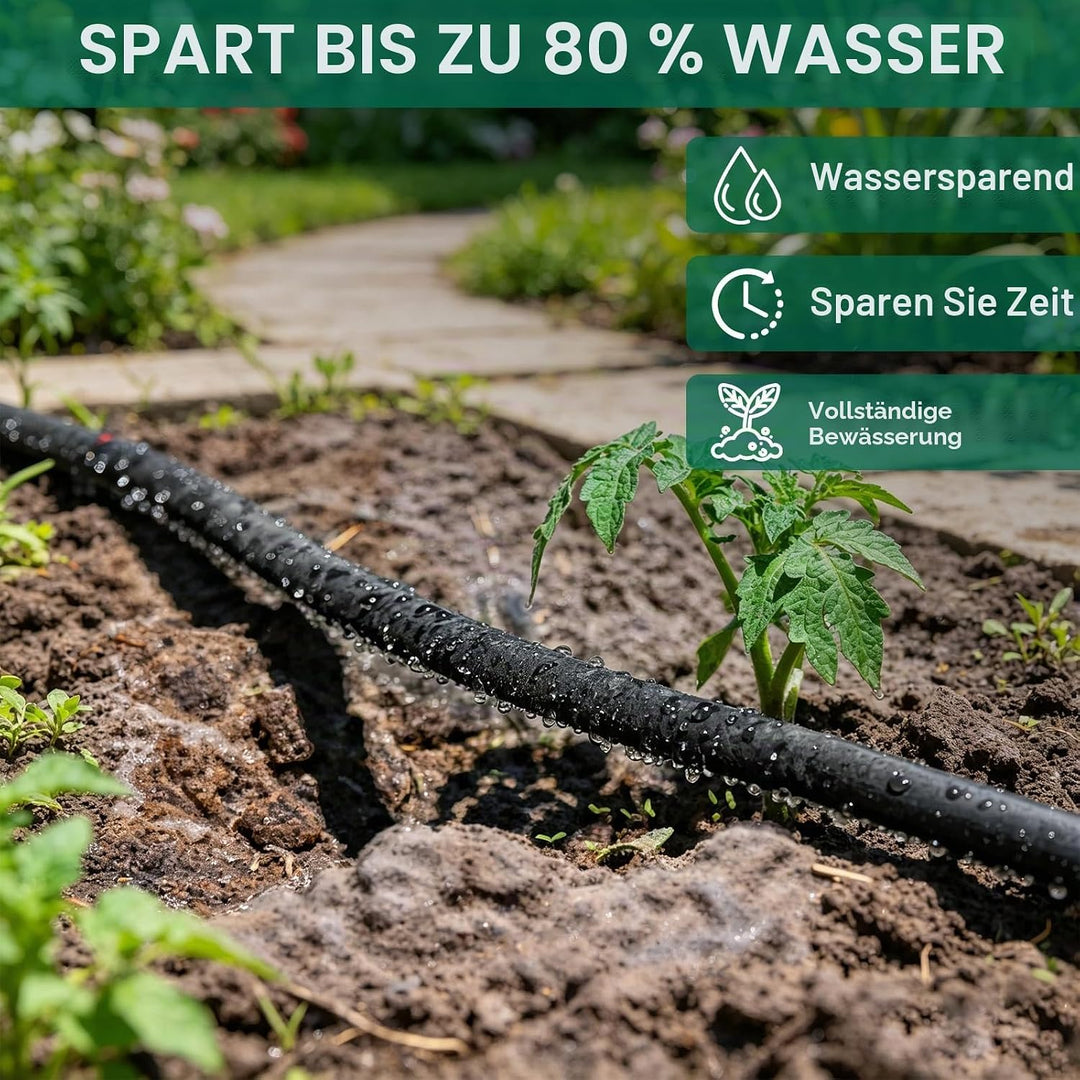 Perlschlauch 10M Garten Tropfschlauch Set - 1/2 Zoll Gartenbewässerung Bewässerungsschlauch 16MM Gar