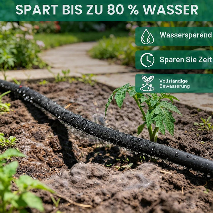 Perlschlauch 10M Garten Tropfschlauch Set - 1/2 Zoll Gartenbewässerung Bewässerungsschlauch 16MM Gar