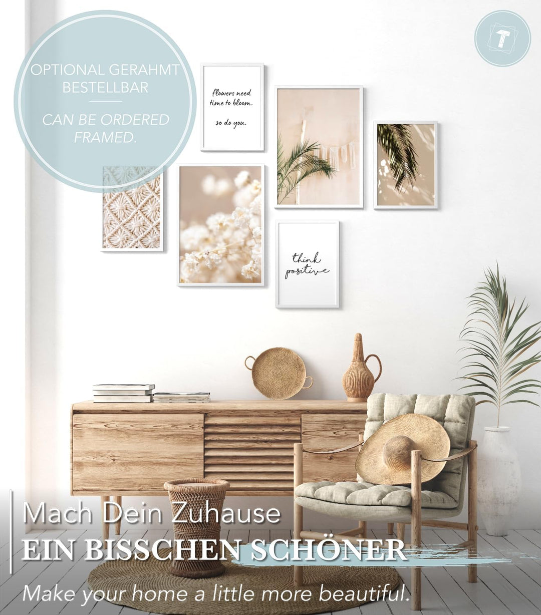 Papierschmiede® Mood Poster Set Bohemian, Deko Bilder Wohnzimmer, 2x 30x40 cm und 4x 20x30 cm, Home
