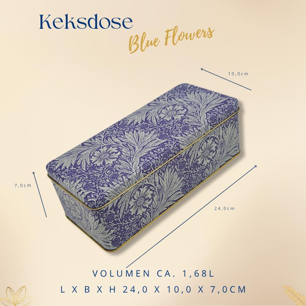 MediMuc Geschenkdose Design Arts & Crafts Liebevoll gestaltete rechteckige Vorratsdose Motiv Blue Fl