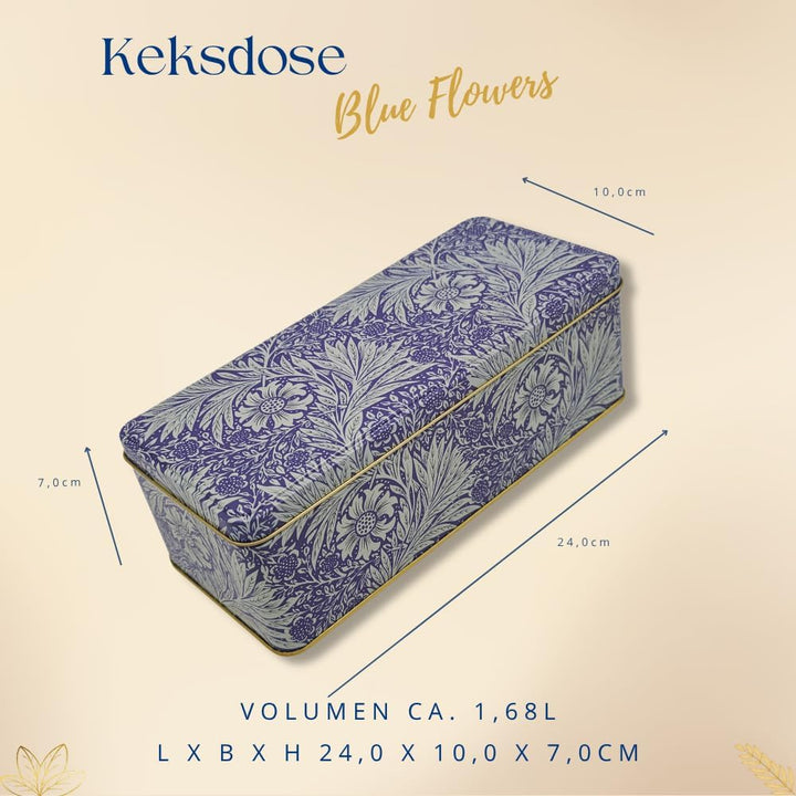 MediMuc Geschenkdose Design Arts & Crafts Liebevoll gestaltete rechteckige Vorratsdose Motiv Blue Fl