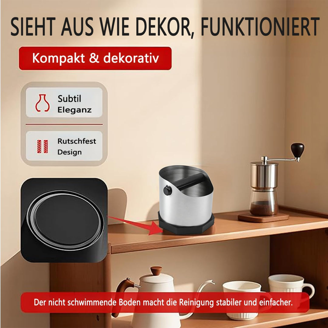 Abklopfbehälter Siebträger,Knock Box mit Abnehmbarer Abklopfskeule Espresso Klopfbox Barista Stil mi