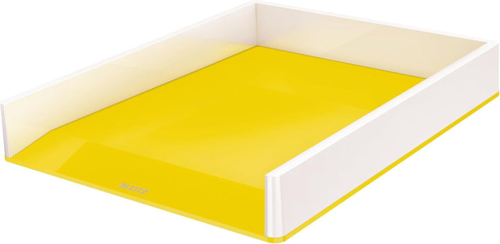 Leitz Briefkorb A4, Zweifarbiges Design, Weiss/Gelb, Duo Colour, WOW, 53611016 Weiss / Gelb 33.6 x 2