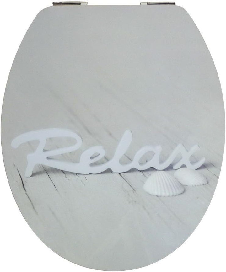 SITZPLATZ® WC-Sitz mit Absenkautomatik, Wellness Dekor Relax, High Gloss Toilettensitz mit Holz-Kern