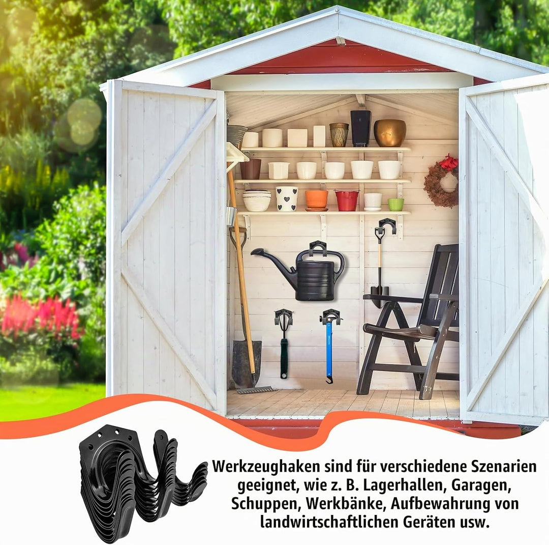 18 Stk Gartengerätehalter Haken, Einzelhaken/Doppelhaken Gerätehalter für Garage, Garten, Fahrradsch