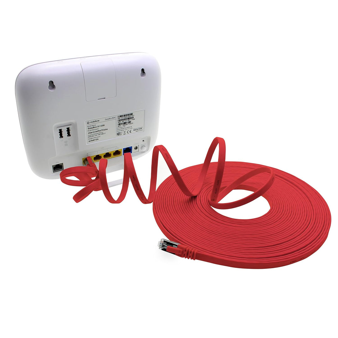7,5m - rot - 10 Stück Cat7 Flachkabel Netzwerkkabel Cat 7 Rohkabel Gigabit Lan (10Gbit/s) Flachbandk