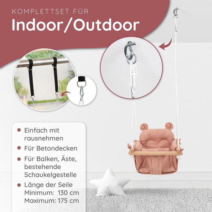 AMAZINGs Baby und Kinderschaukel | Mitwachsende Babyschaukel. Komplettset mit Aufhängung für Indoor