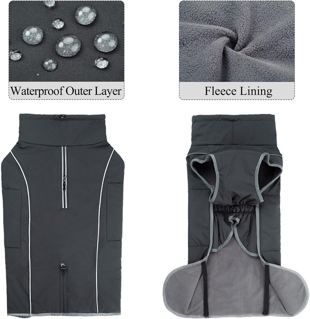 Hundemantel Warm Wasserdicht Hundejacke Winter Fleecemantel Hund Regenjacke Reflektierend mit Reissv