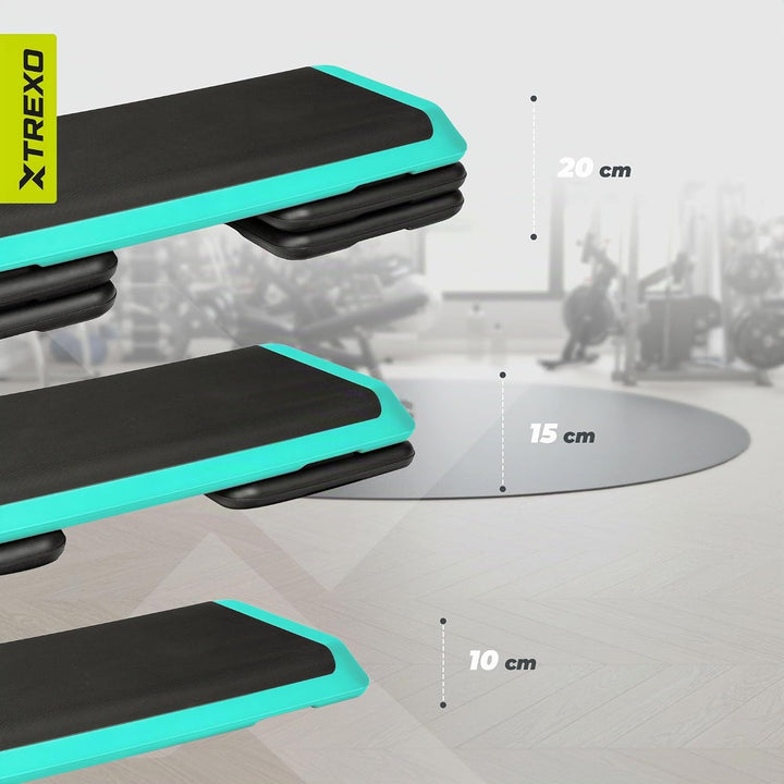 TREXO Stepper Für Zuhause - Aerobic Step mit 3-Stufiger Höhenverstellung, Fitness &amp; Sport - Training