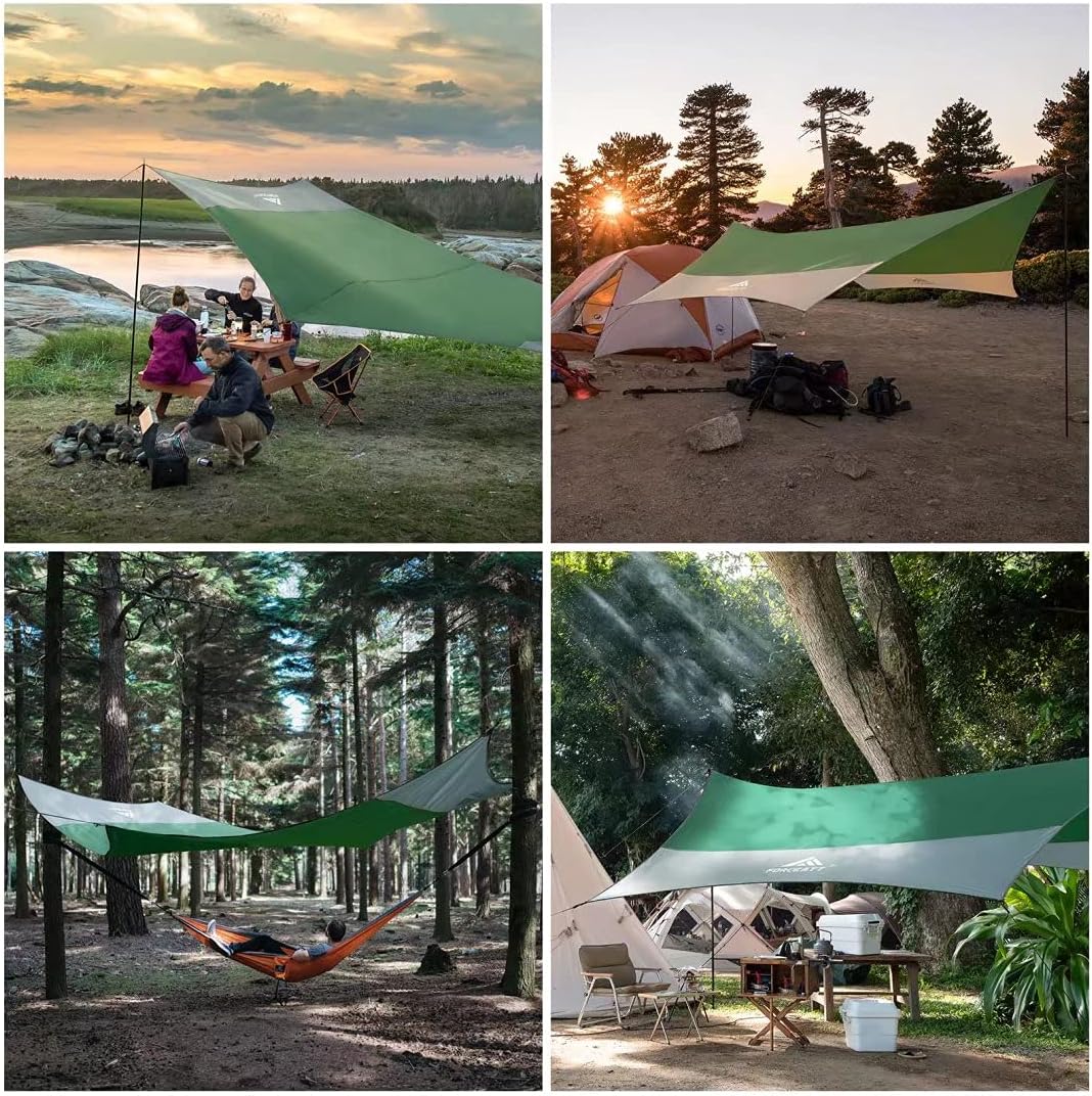Forceatt Zeltplane, 3,7 * 4,3 m Tarp Ultraleicht mit 6 Umreifungspunkten, Anti-UV & wasserdicht Tarp