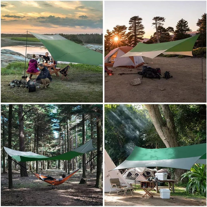 Forceatt Zeltplane, 3,7 * 4,3 m Tarp Ultraleicht mit 6 Umreifungspunkten, Anti-UV & wasserdicht Tarp
