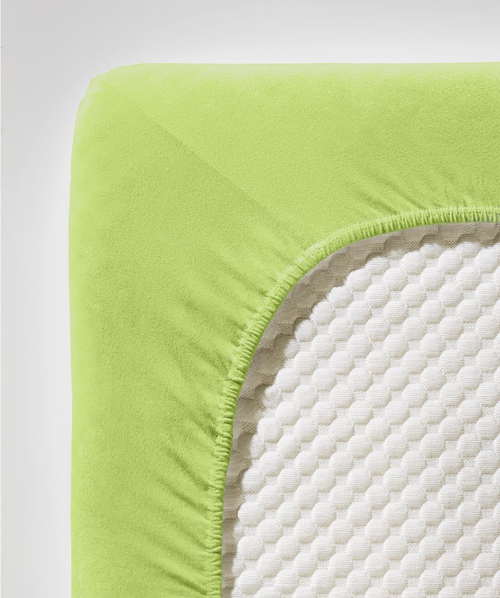 Fleuresse L-001117-7041-0600 Comfort Bettlaken, 96% Baumwolle, 4% Elasthan, apfelgrün, 38.0 x 27.2 x
