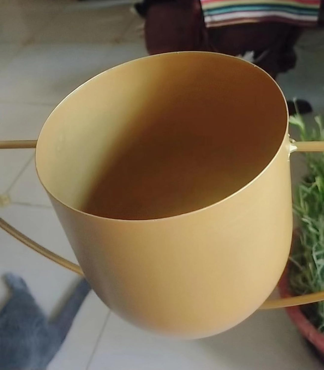LIKEUDO 2 Stück Gold Metall Decke Hängende Blumentopf Hängende Blumenampel Sukkulenten Pflanzen Häng