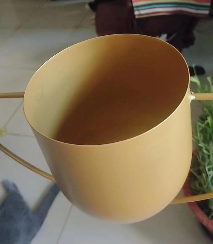 LIKEUDO 2 Stück Gold Metall Decke Hängende Blumentopf Hängende Blumenampel Sukkulenten Pflanzen Häng