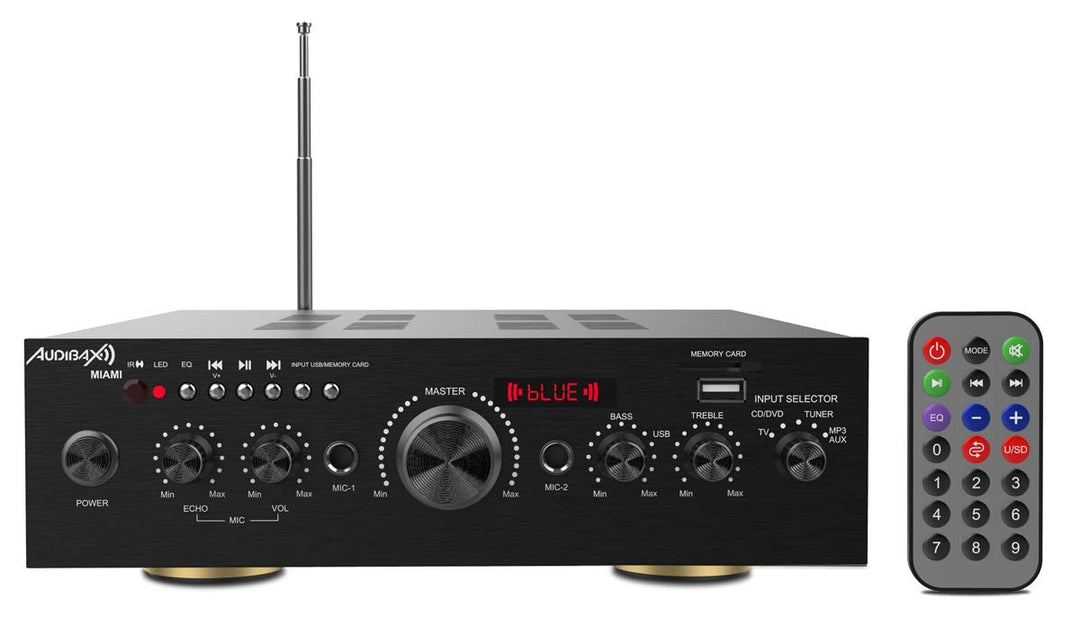 Audibax Miami Amplificador Karaoke Bluetooth 100W + 100W. Mando a distancia