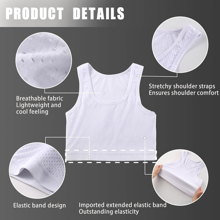 XUJI Transgender FTM Trans Atmungsaktive Halb Brust binder L Weiss, L Weiss