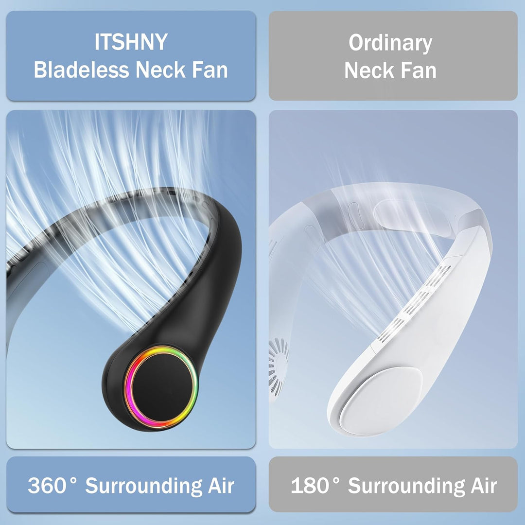 ITSHINY Tragbarer Ventilator für Hals, Leiser Mini USB Klein Camping 4000mAh mit 3 Geschwindigkeiten