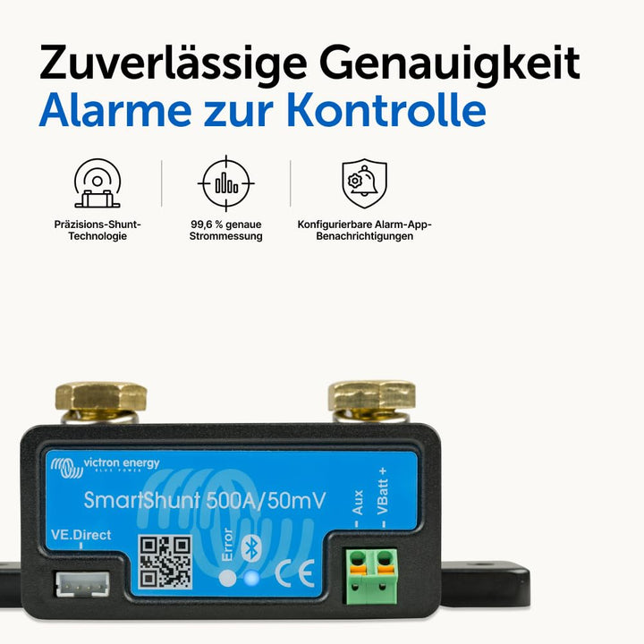 Victron Energy SmartShunt 500 Amp Batteriewächter (Bluetooth) 500A, 500A