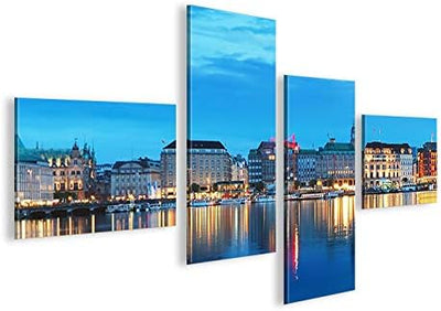 islandburner Bild Bilder auf Leinwand Alster Hamburg 4L XXL Poster Leinwandbild Wandbild Dekoartikel