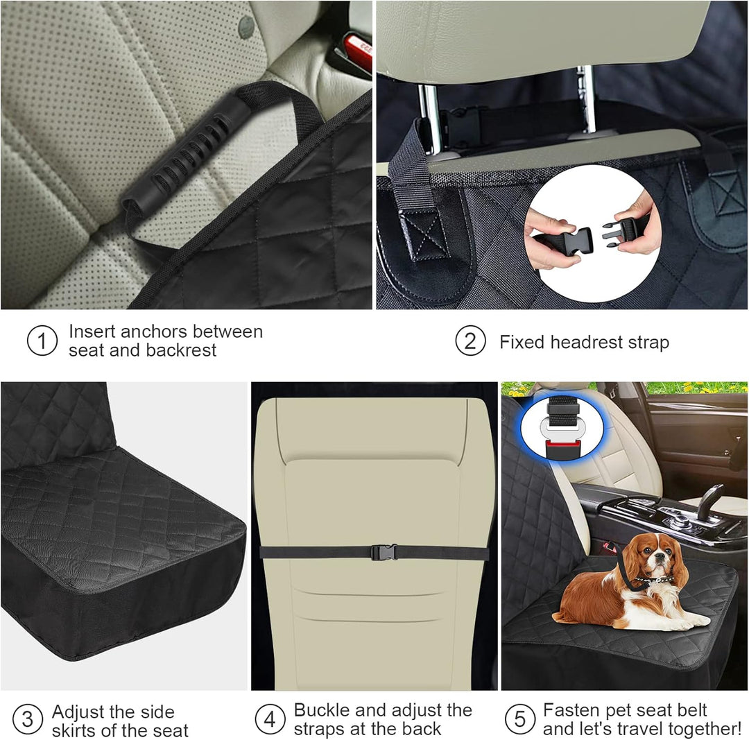 Satisby Auto Vordersitzbezug für Hunde- H55cm*W47.5cm Universell rutschfest Verstellbar Hund Autosit