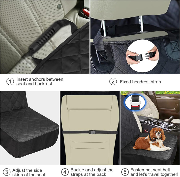 Satisby Auto Vordersitzbezug für Hunde- H55cm*W47.5cm Universell rutschfest Verstellbar Hund Autosit