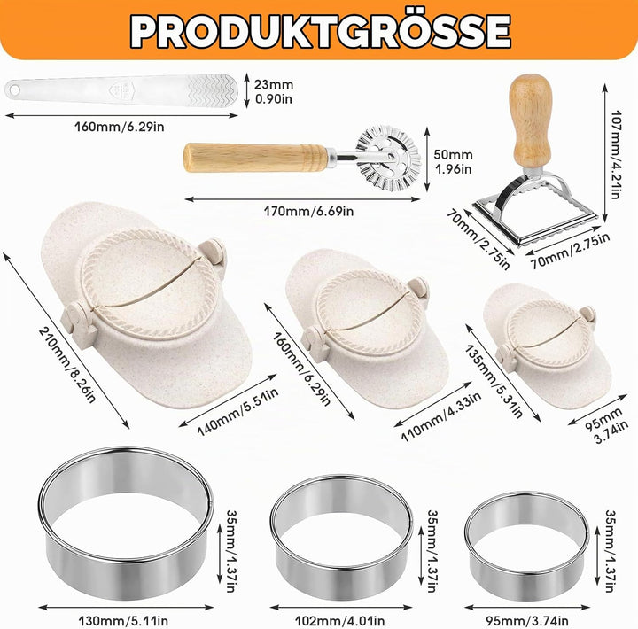 Dumpling Maker Set, 9-teilig Ravioli Former, Teigtaschenformer für Dumpling Ravioli Machen