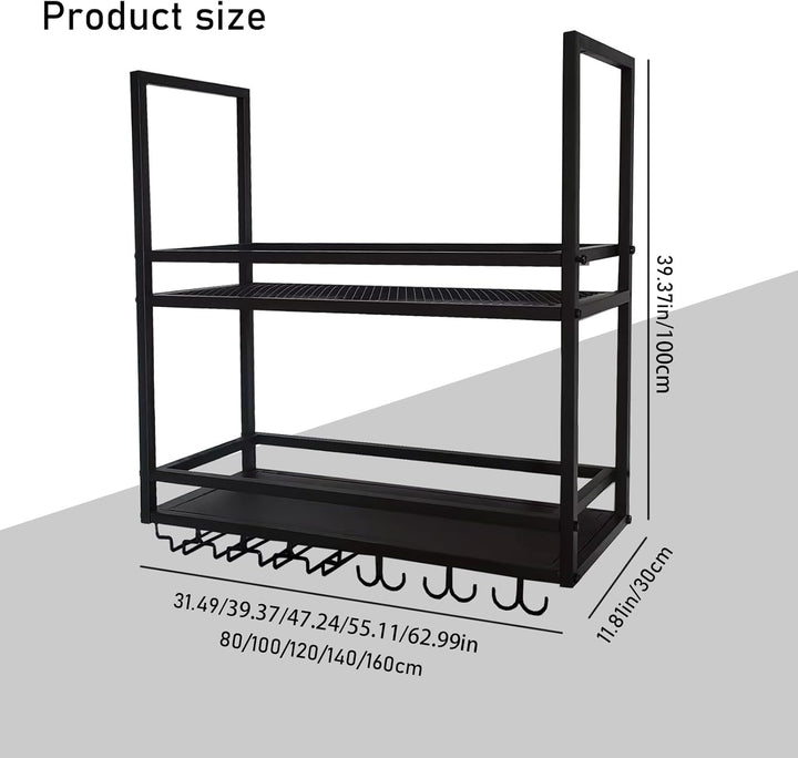Deckenregal Weinregal, Hängend Metall Weinflaschenhalter, 2-Lagiger Wandmontage Wine Display-Ständer